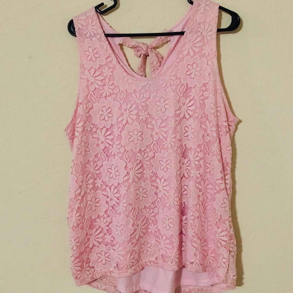 Pink Lace Tank Top